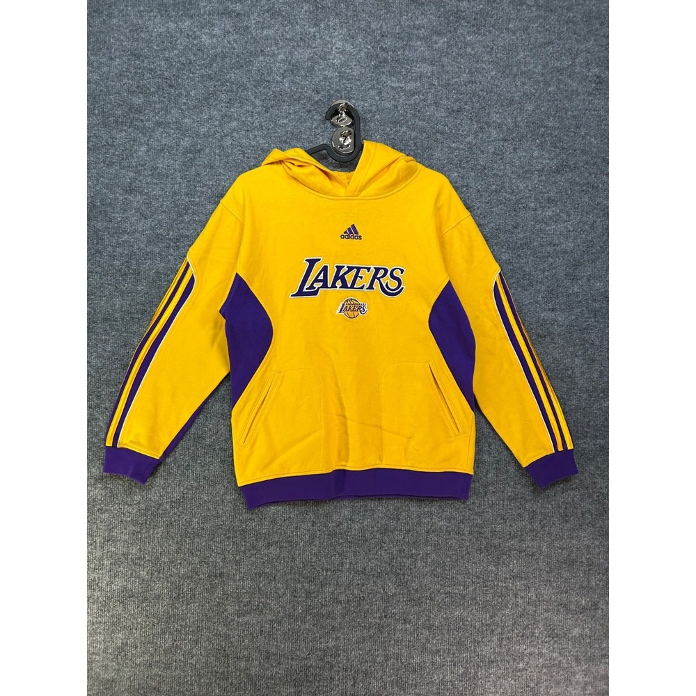 Los Angeles Lakers Adidas Hoodie Boys Yellow Basketball Sweatshirt - Medium